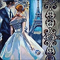 Diamantenstickerei-Set "Blick auf Paris", 38 x 38 cm