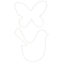 Formes en fil métallique 'papillon & oiseau', blanc, 2 pièces