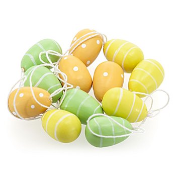 Mini œufs de Pâques en bois, jaune/vert, 12 pièces