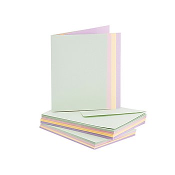 Cartes doubles et enveloppes, tons pastel, A6 / C6, 20 pièces