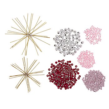 Kit créatif en perles 'étoiles', fruits des bois-rose-argenté, 8 pièces