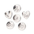 Pendentifs "ronds & cœurs", argenté, 12 mm, 6 pièces