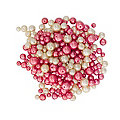 Perles en verre, rouge-crème, 4&ndash;8 mm Ø, 100 g