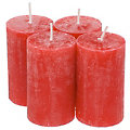 Bougies rustiques, rouge, 6 cm Ø, hauteur 10 cm, 4 pièces