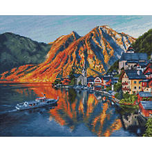 Diamantenstickerei-Set 'Sonnenuntergang in den Bergen', 50 x 40 cm