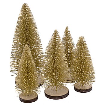 Deko-Tannenbäume, gold, 9–14,5 cm, 5 Stück