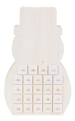 Calendrier Avent bois blanc lumières 27 cm