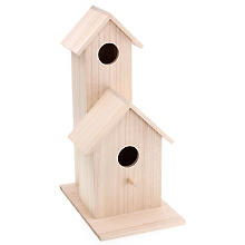 Doppeltes Vogelhaus aus Holz, 16 x 24 x 36 cm