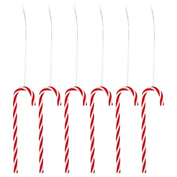 Sucres d'orge à suspendre, rouge-blanc, 13 cm, 6 pièces