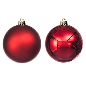Weihnachtskugeln aus Kunststoff, rot, 10 cm Ø, 4 Stück