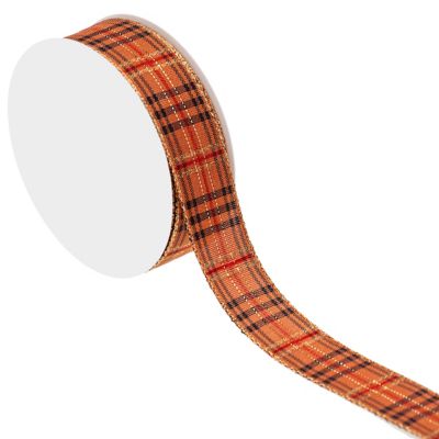 Ruban en satin « étoiles », rouge-doré, 38 mm, 5 m