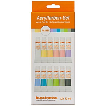 buttinette Acrylfarben-Set 'Pastell', 12x 12 ml