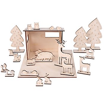 Kit créatif : maquette en bois 'animaux de la forêt'