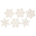 Suspensions "flocons de neige" en bois, écru, 7 cm, 6 pièces