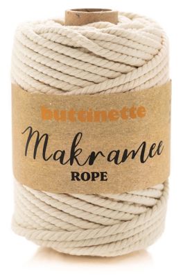 buttinette Corde peignée pour macramé rope, écru, torsion triple,  épaisseur : 5 mm, 55 m