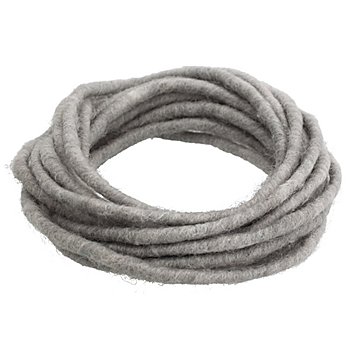 Cordelette en laine feutrée, gris, env. 7 mm  Ø, 5 m