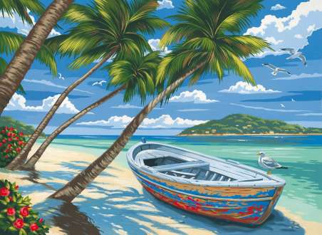 Peinture au numéro Adulte Reeves - Plage paradisiaque - 40 x 30 cm - 12 pcs  - Kit peinture - Creavea