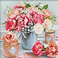 Diamantenstickerei-Set "Blumenstrauss rosa", 40 x 40 cm