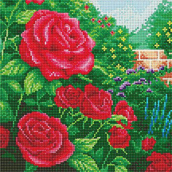 Diamantenstickerei-Set 'Rote Rose', 30 x 30 cm