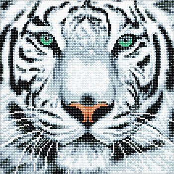 Diamantenstickerei-Set 'Weisser Tiger', 30 x 30 cm