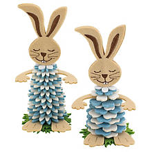 Kit créatif 'lapins de Pâques en feutrine', bleu-blanc-vert-marron, 2 pièces