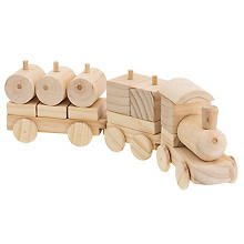 Zug 'Bauklötze' aus Holz, 45 x 8 x 12,5 cm