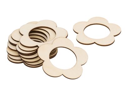 Ronds de serviette "fleur" en bois, 6,5 cm Ø, 12 pièces