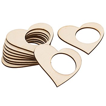 Ronds de serviette 'cœur' en bois,  6,7 x 6,6 cm, 12 pièces
