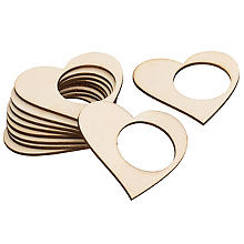 Ronds de serviette 'cœur' en bois,  6,7 x 6,6 cm, 12 pièces