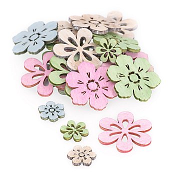 Confettis de table en bois 'fleurs', 2-4 cm, 40 pièces