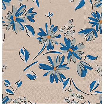 Papierservietten 'blaue Blumen', 33 x 33 cm, 25 Stück