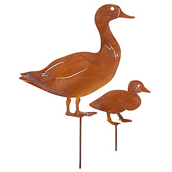 Rost-Entenfamilien-Set aus Metall, braun, 2-teilig