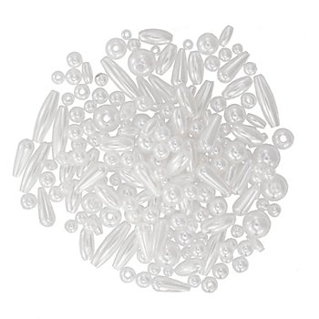 Mélange de perles, blanc, 4–20 mm, 80 g