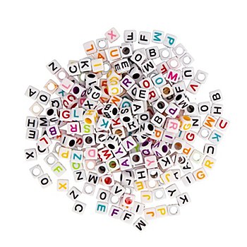 Perles lettres alphabet, carré, 6 mm, 320 pièces