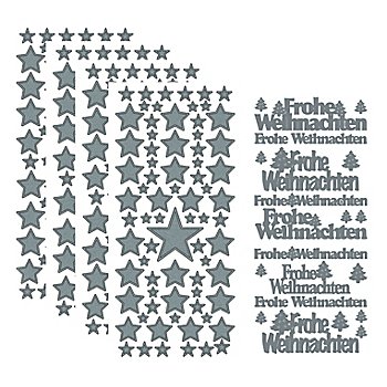 Klebesticker 'Sterne & Weihnachten', silber, 23 x 10 cm, 5 Bogen