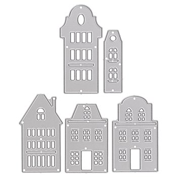 Stanzschablonen-Set 'Häuser', 4,2–6 cm, 5-teilig