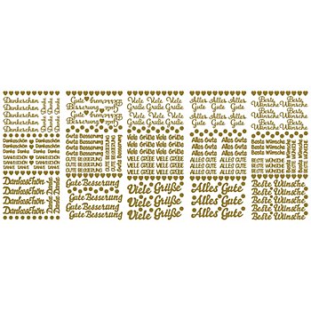 Stickers 'Ecritures', doré, 23 x 10 cm, 5 feuilles