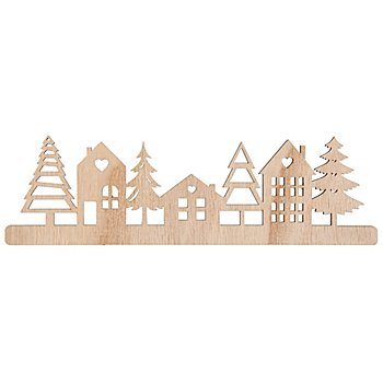 Holzdeko 'Häuser & Bäume', 27 x 8 cm