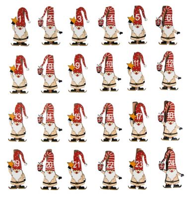 Chiffres pour calendrier de l‘Avent "Père Noël", avec pince, 5 cm