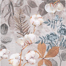 Serviettes en papier 'branches de coton', 33 x 33 cm, 20 pièces