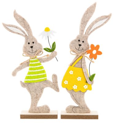 Lapins en feutrine, jaune-vert, 22 cm, 2 pièces