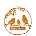 Rost-Ring "Willkommen" mit Vögeln aus Metall, 27 cm Ø