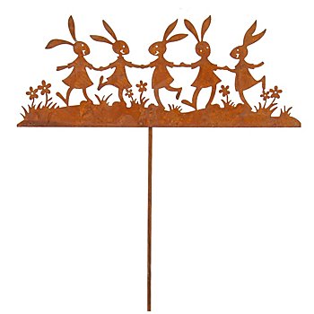 Rost-Hasenfamilie aus Metall, 20 cm