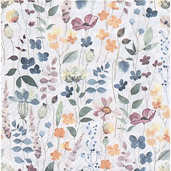 Serviettes en papier 'fleurs du jardin', 33 x 33 cm, 20 serviettes