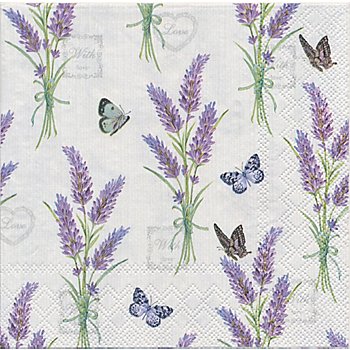 Servietten 'Lavendel/Schmetterling', 33 x 33 cm, 20 Stück