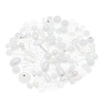 Glasperlenmix, weiß, 8–22 mm, 100 g