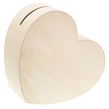 Tirelire 'cœur XL' en bois, 28 x 28 x 13 cm