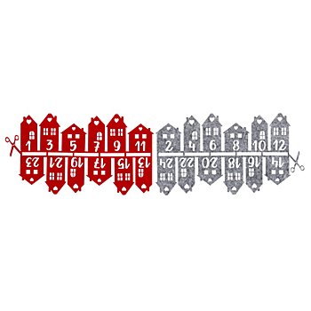 Chiffres pour calendrier de l'Avent en feutrine, rouge, gris, 2,7–6,5 cm