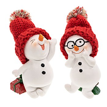 Figurines déco « bonhommes de neige », 2 pièces