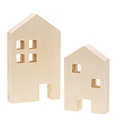 Maisons en bois brut, 20 x 12 cm et 15 x 10 cm